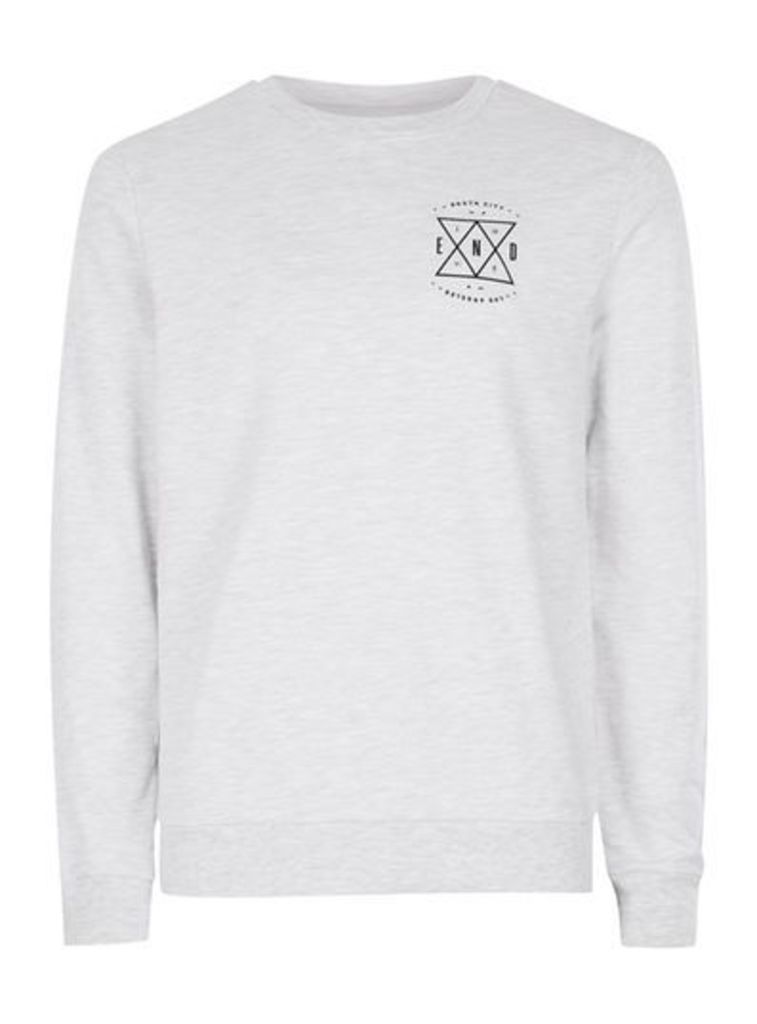 Mens Frost Grey End Print Sweatshirt, Grey