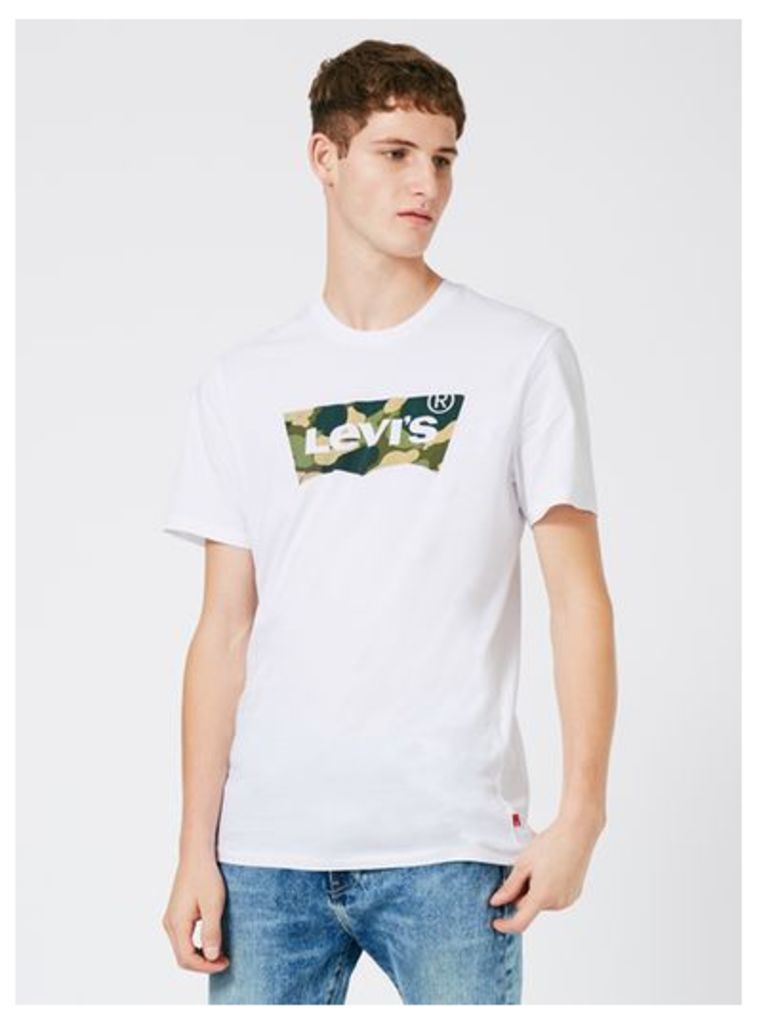 Mens LEVI'S White Camouflage Logo T-Shirt, White