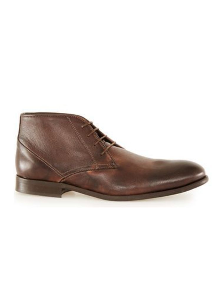 Mens Brown Leather Chukka Boots, Brown