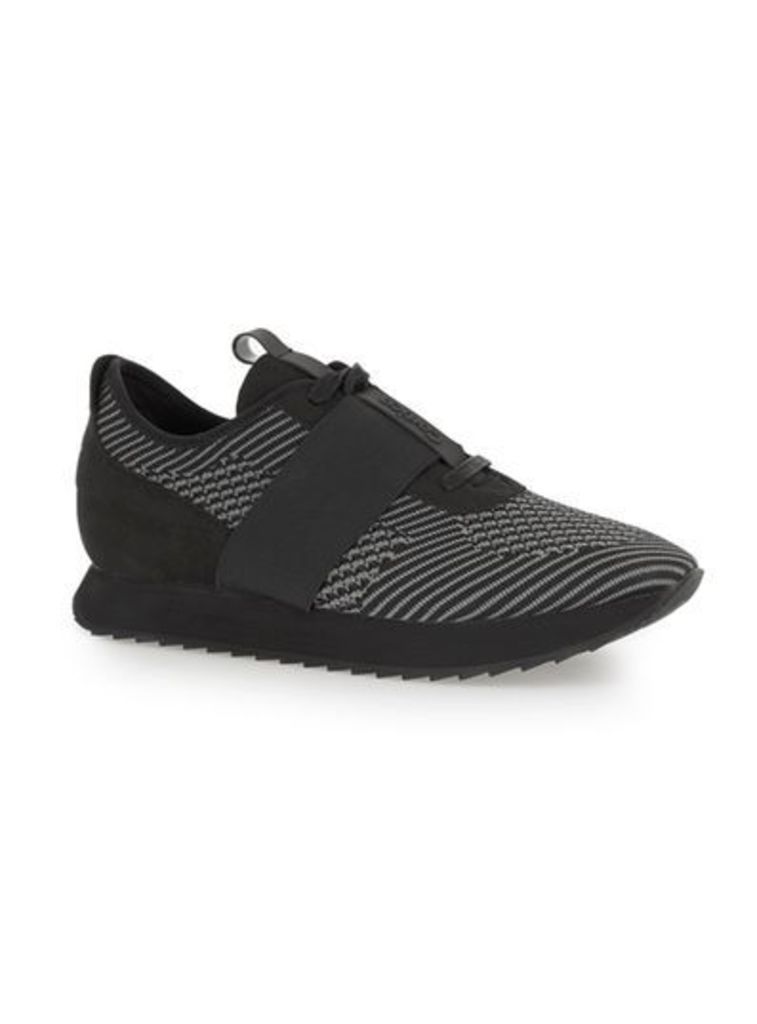 Mens CORTICA Black Knitted Racer Trainers, Black