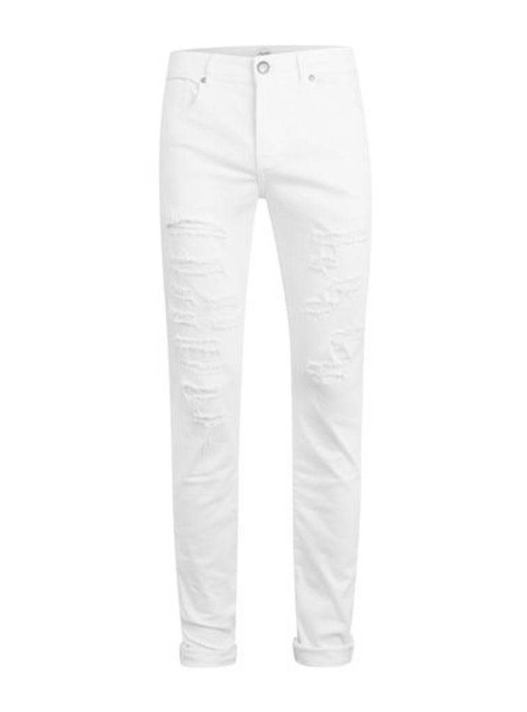 Mens SIXTH JUNE White Slim Fit Distressed Jeans, White