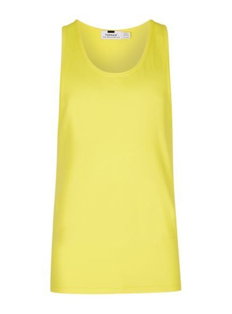 Mens Green Yellow Ultra Muscle Fit Vest, Green