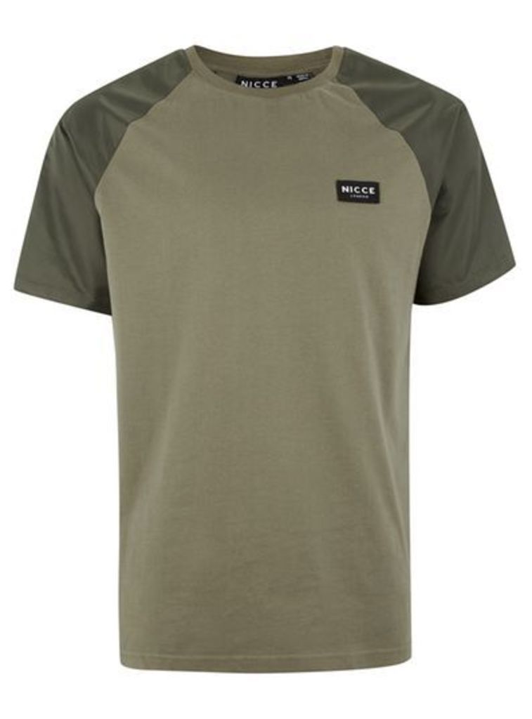 Mens Khaki NICCE Contrast Short Sleeve T-Shirt, Khaki