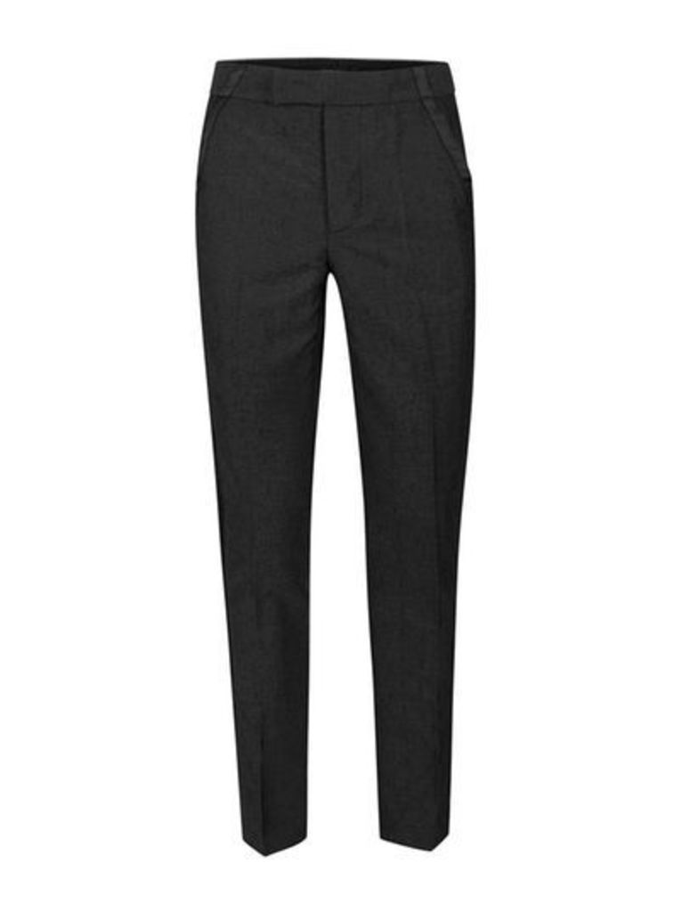Mens Grey ROGUES OF LONDON Black Textured Suit Trousers, Grey