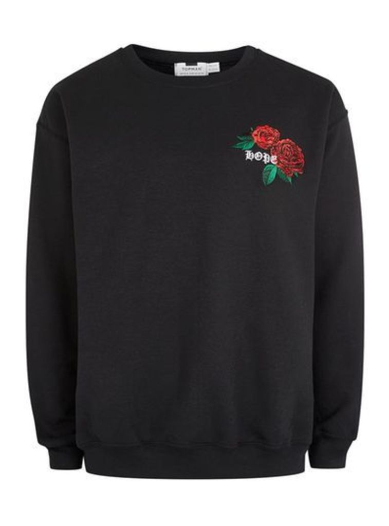 Mens Black Hope Rose Sweatshirt, Black