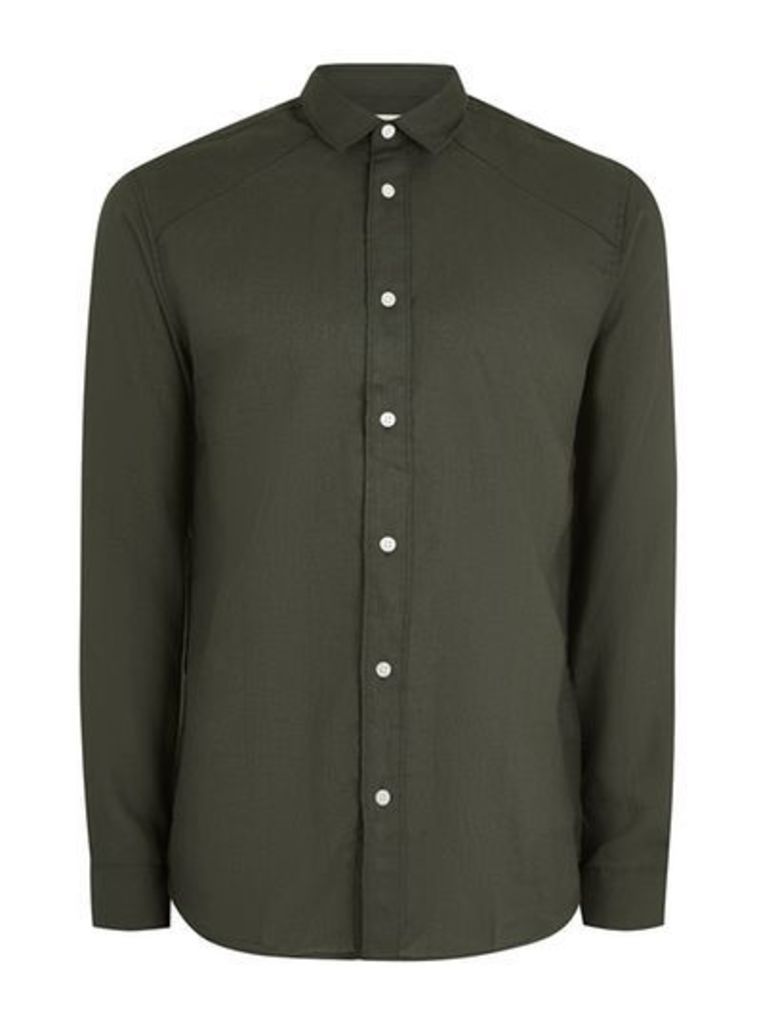 Mens SELECTED HOMME Green Button Up Shirt, Green