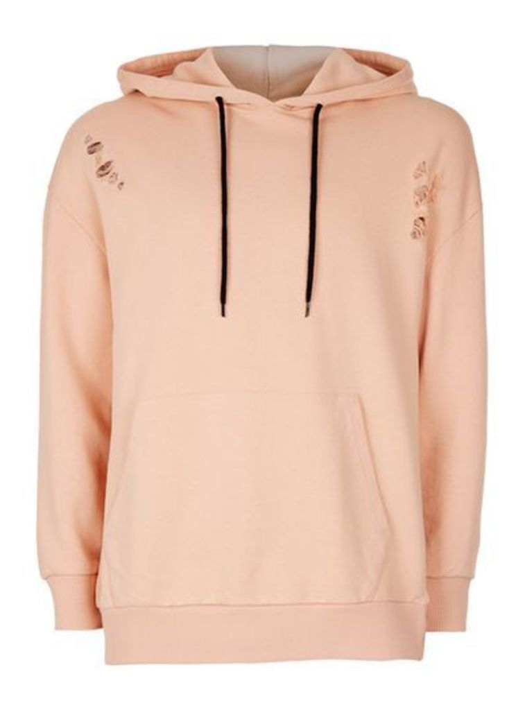 Mens ANTIOCH Pink Distressed Oversized Hoodie*, Pink