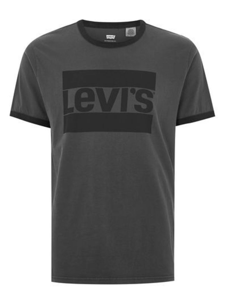 Mens LEVI'S Grey Ringer T-Shirt, Grey