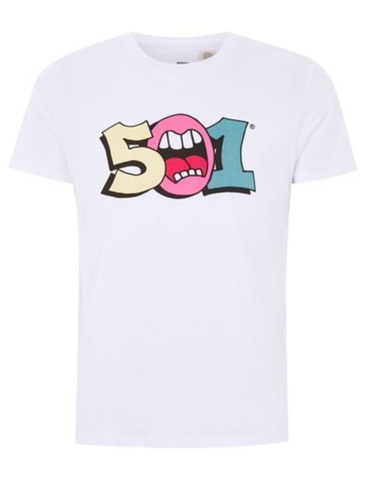 Mens LEVI'S 501 White Logo T-Shirt, White