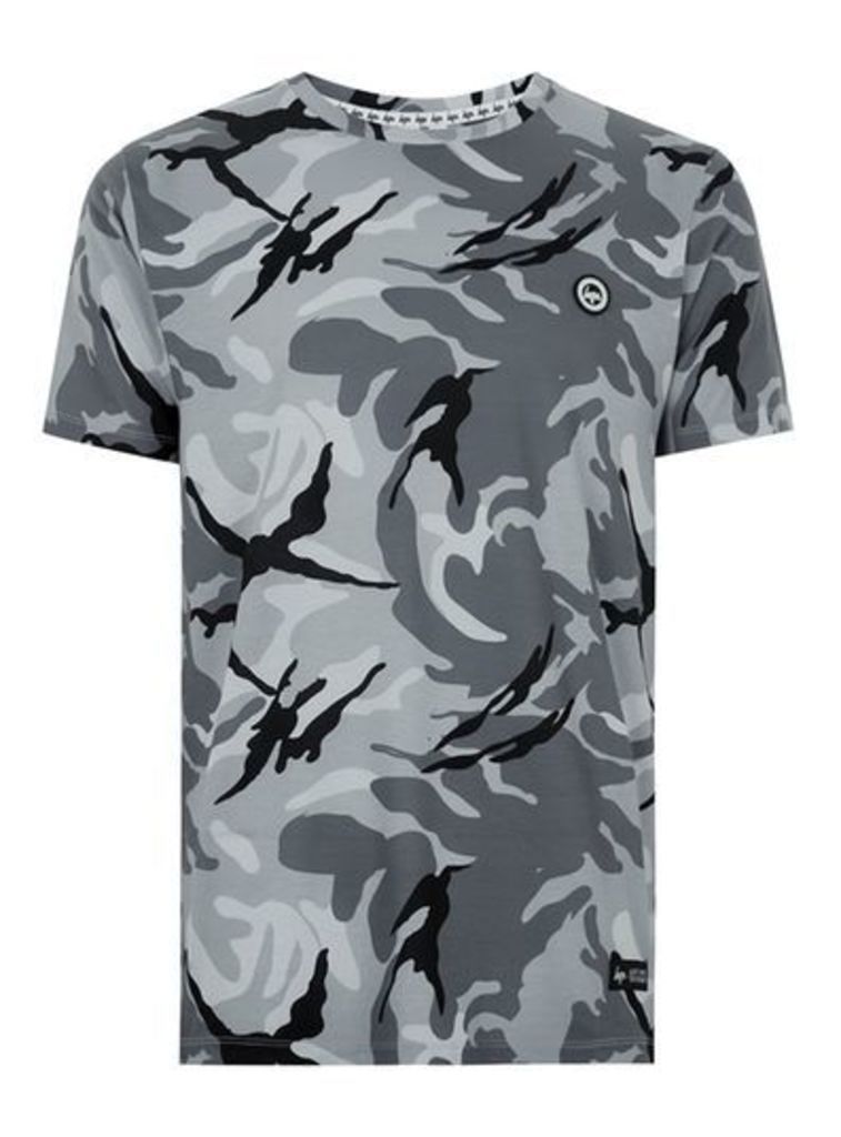 Mens HYPE'S Grey Camouflage T-Shirt*, Grey