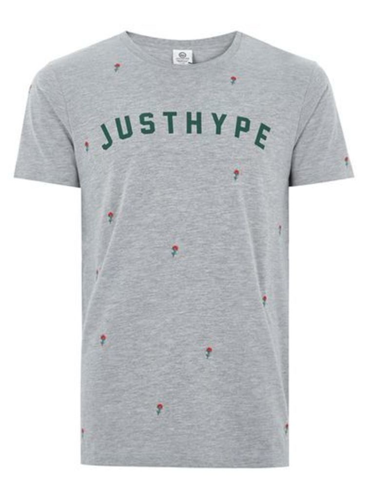 Mens HYPE'S Grey 'Scattered Rose' T-Shirt*, Grey