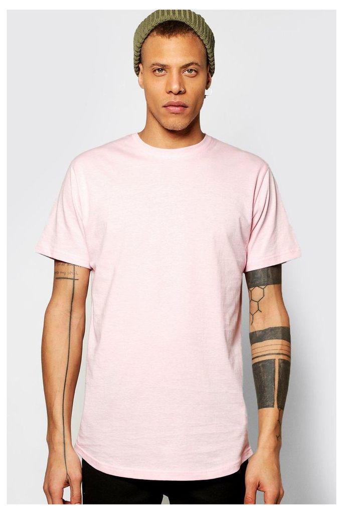 Hem Longline T Shirt - pink