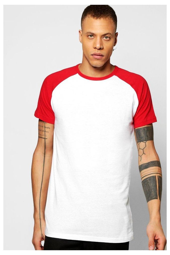 Sleeve Raglan T Shirt - red