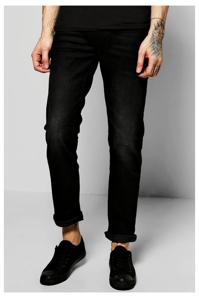 Fit Stone Washed Fashion Jeans - black