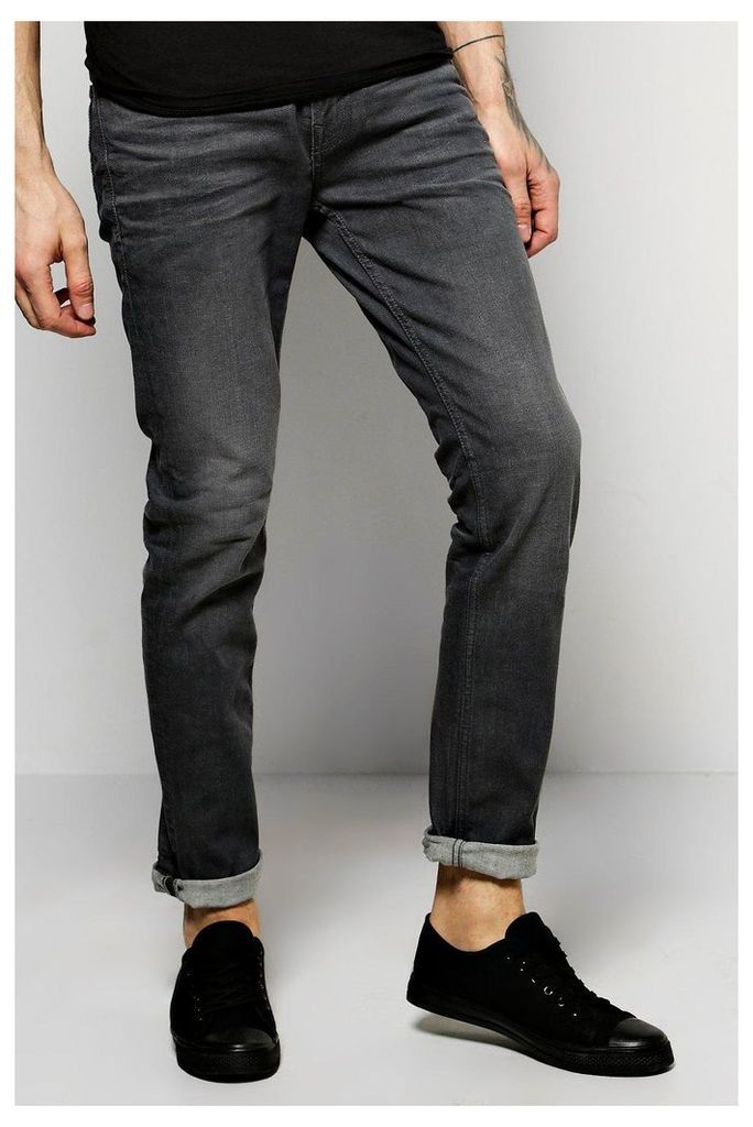 Fit Stone Washed Fashion Jeans - grey