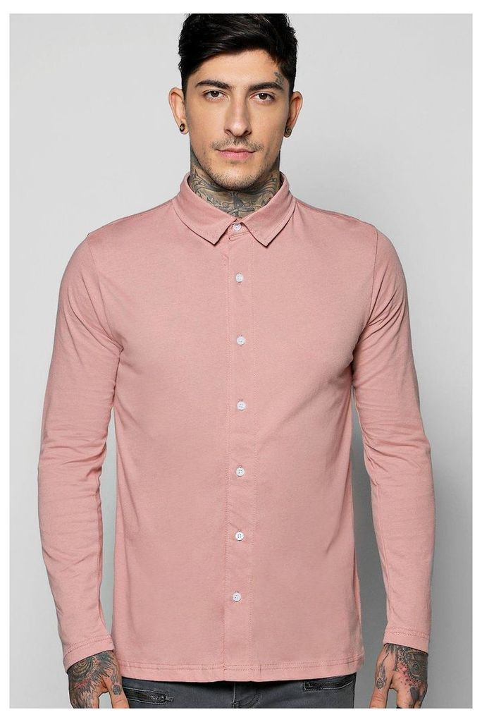 Through Long Sleeve Jersey Shirt - pink