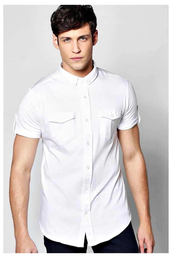 Sleeve Jersey Shirt - white
