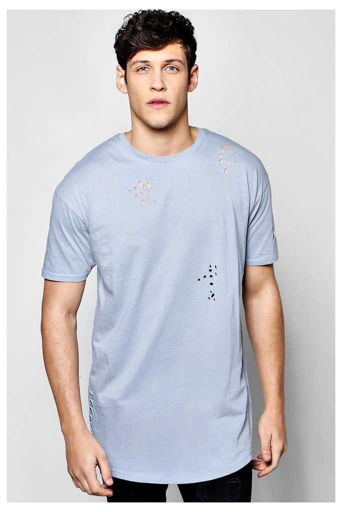 Distressed T Shirt - blue