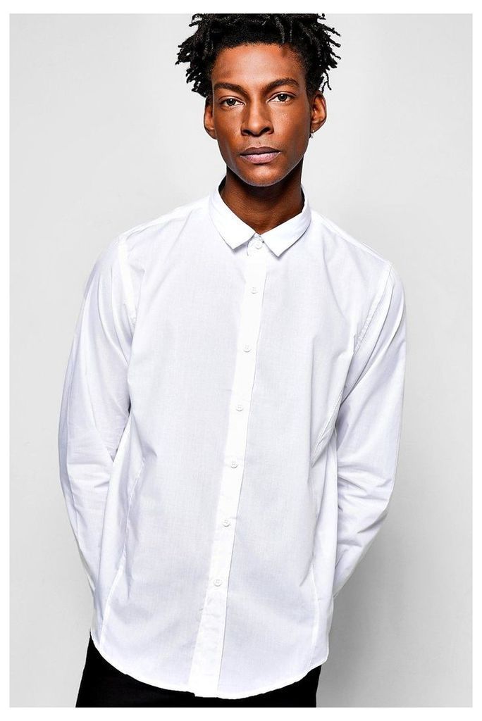Poplin Long Sleeve Shirt - white