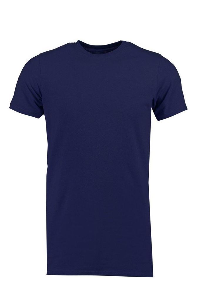 Muscle T Shirt With Side Zip - navy