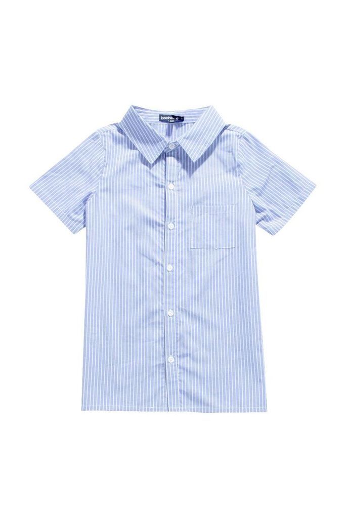 Striped Short Sleeved Shirt - blue