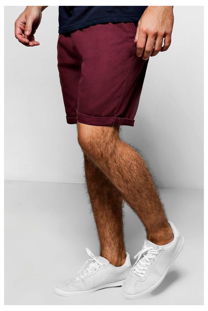 Plain Chino Shorts - burgundy