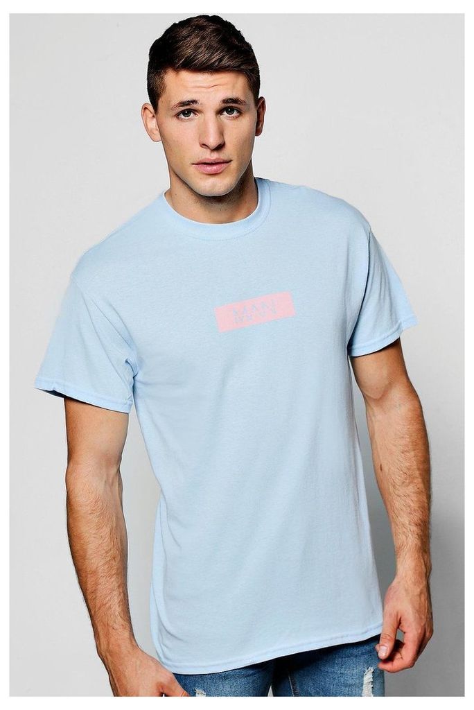 Pink Box Logo Print T-Shirt - blue