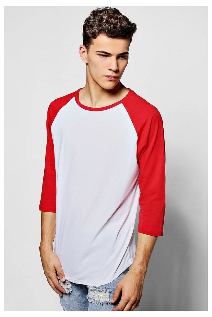 T-Shirt With 3/4 Sleeves - red