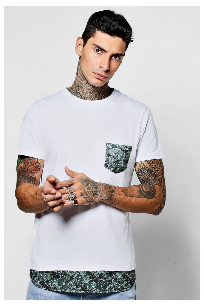 Length T-Shirt With Pocket Hem - white
