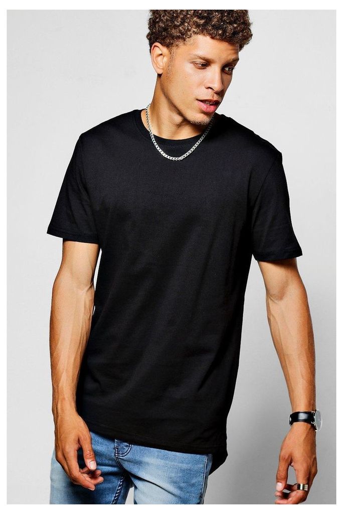T-Shirt With Scoop Hem - black
