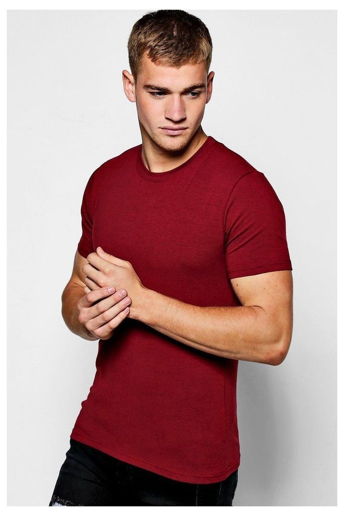 Sleeve Muscle Fit T-Shirt - burgundy