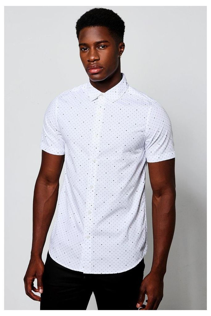 Sleeve X Print Shirt - white