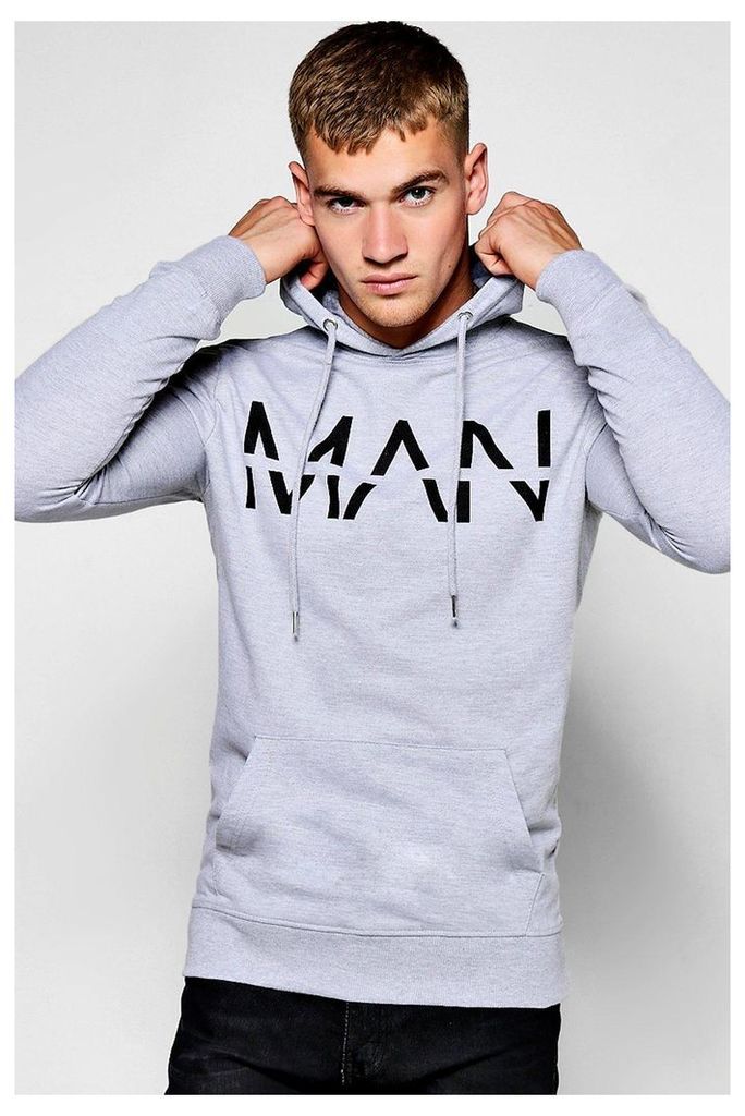 Large Dash Over The Head Hoodie - grey