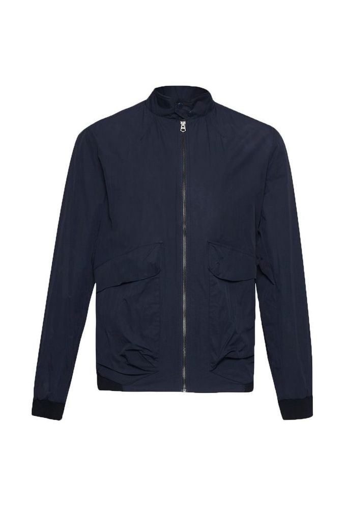Men's French Connection Hornfell Wax Zip Up Jacket, Blue