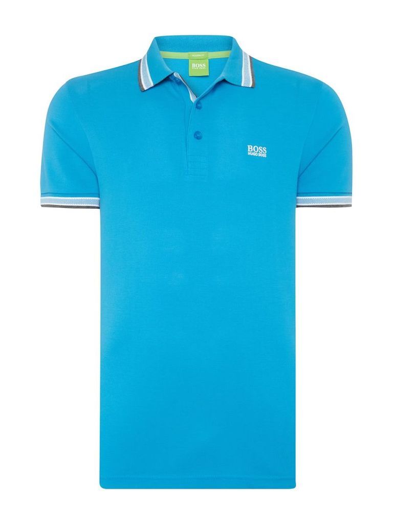 Men's Hugo Boss Paddy regular fit tipped logo polo shirt, Bright Blue