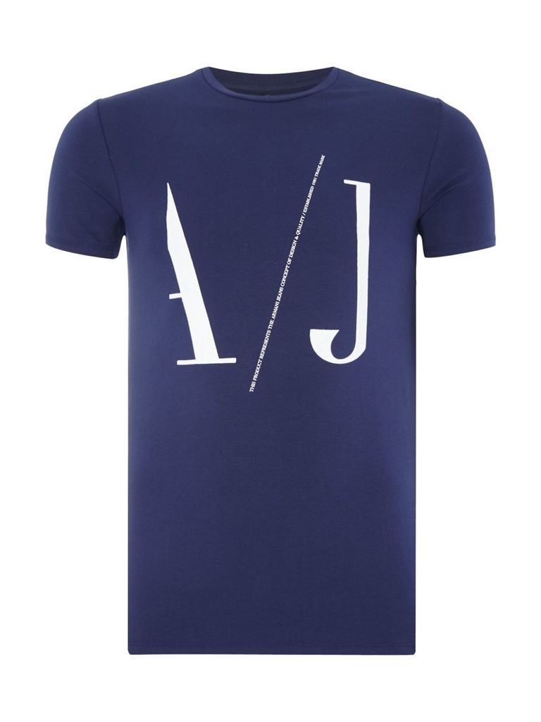 Men's Armani Jeans Regular fit large AJ logo printed t shirt, Blue