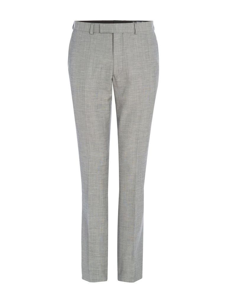 Men's New & Lingwood Beckenham Linen Flat Front Trousers, Grey