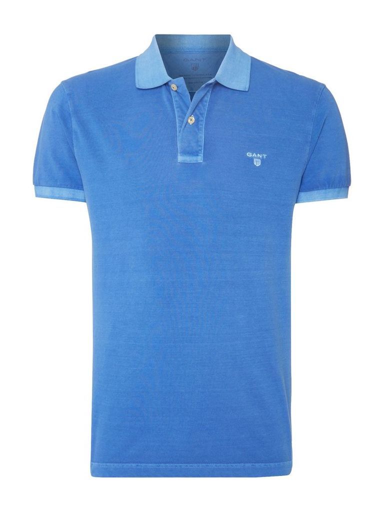 Men's Gant Sunbleached Short-Sleeve Polo-shirt, Mid Blue