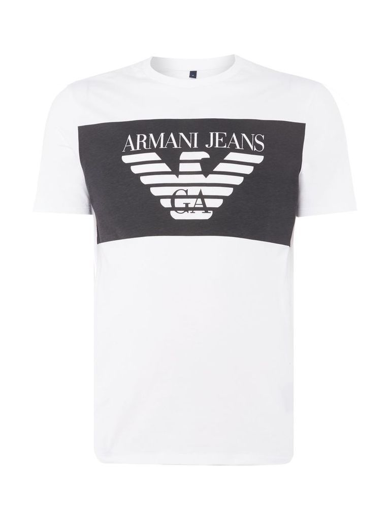 Men's Armani Jeans Regular fit large chest banner logo t-shirt, White