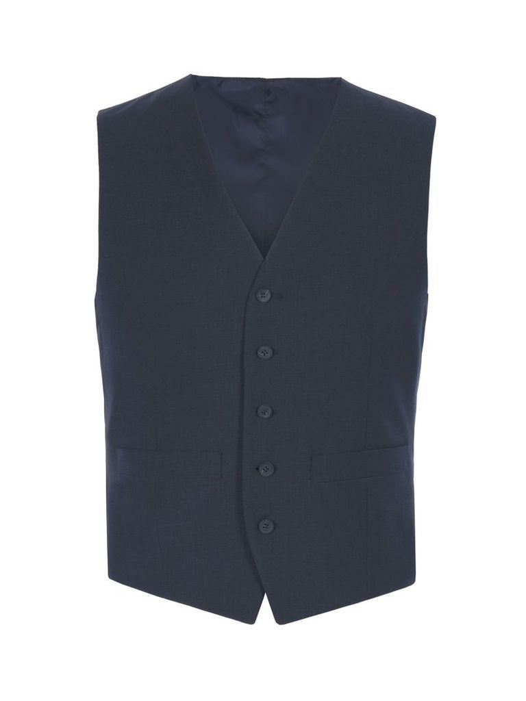 Men's Aston & Gunn Mellor Navy Micro Waistcoat, Blue