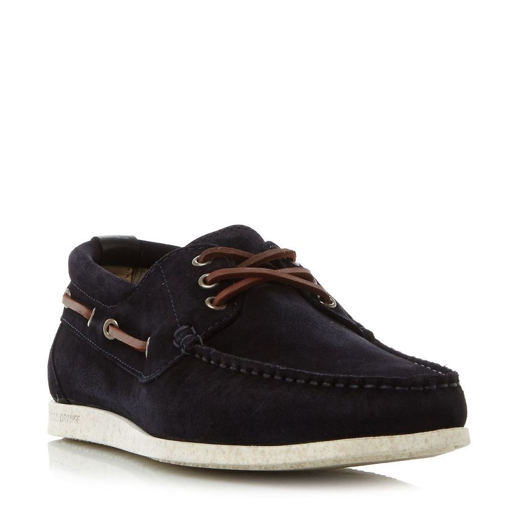Hugo Boss Nydec moccasin suede boat shoes, Blue