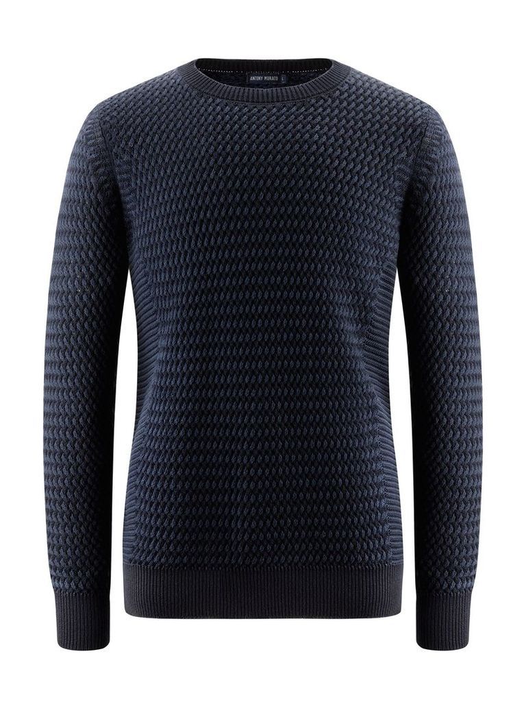 Men's Antony Morato Round Neck Collar Sweater, Deep Blue