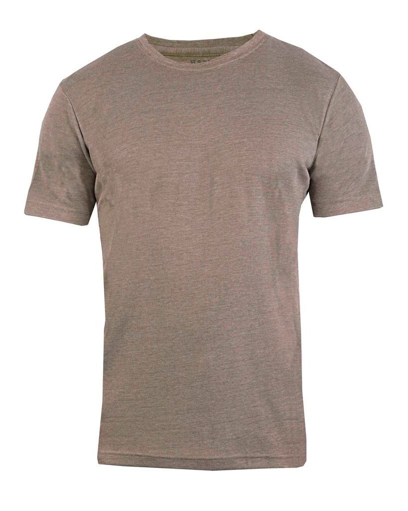 Men's Double TWO Plain Marl Ribbed Neck T-Shirt, Moss