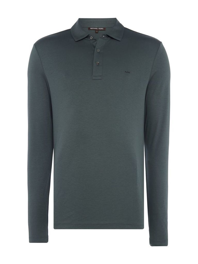 Men's Michael Kors Long Sleeve Slim Fit Polo Shirt, Dark Green
