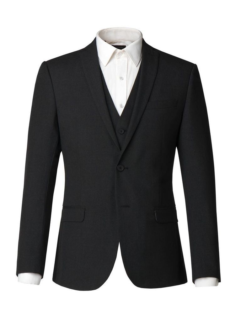 Men's Limehaus Harry Plain Charcoal Panama Jacket, Charcoal