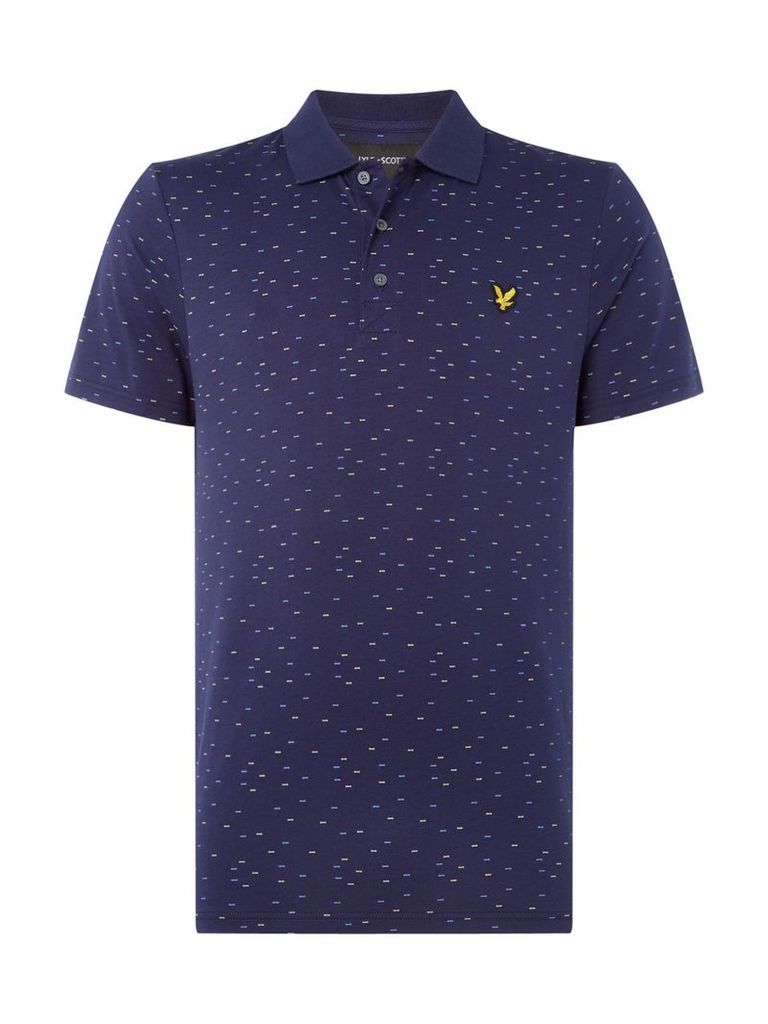 Men's Lyle and Scott Fil coupe printed short sleeve polo, Blue