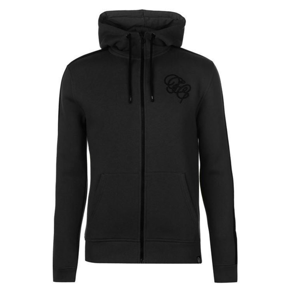 Fabric Embroidered Zip Through Hoodie