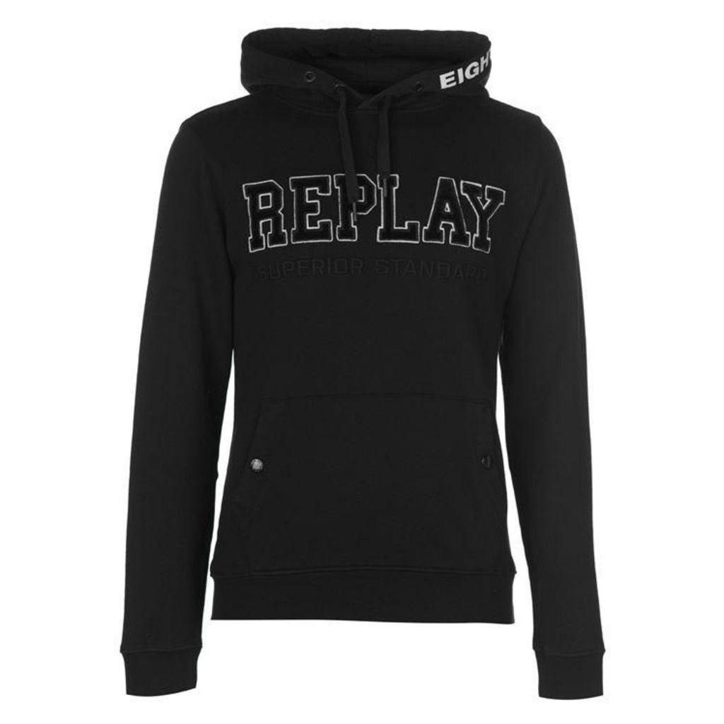 Replay Hoodie With Pouch Pocket and Embroidery