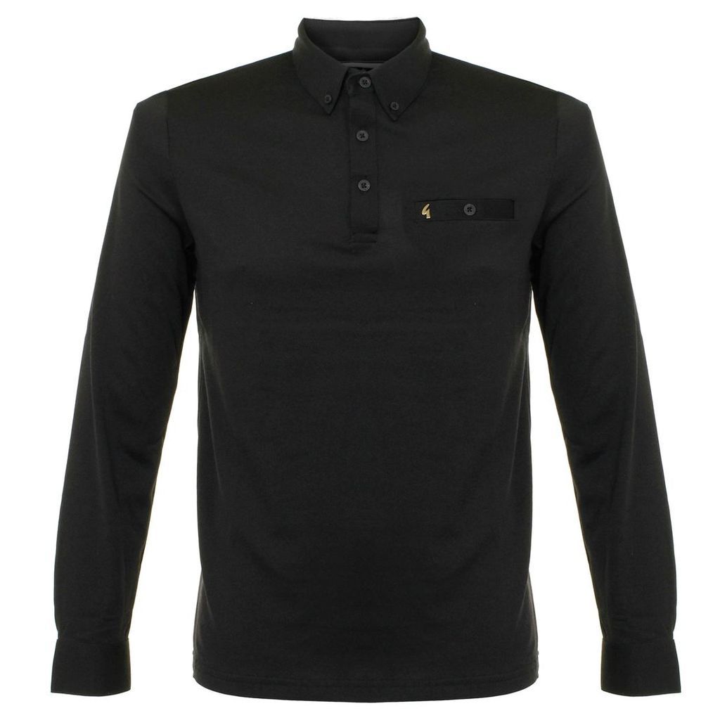 Gabicci Vintage LS Black Polo Shirt V37GX20