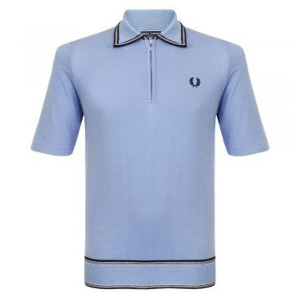 Fred Perry Half Zip Knitted Sky Blue Polo Shirt K6024-444